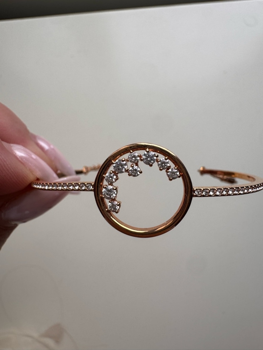 Swarvoski Rose Gold Crystal Circle Cuff Bracelet - Women Jewelry